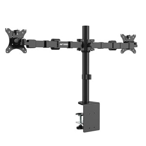 Ant Esports MA112 Dual Arm Articulating Monitor Desk Mount – Black Fully Adjustable Steel Stand with C-Clamp Grommet Base,VESA,Swivel, Rotation, Tilt and Height Adjustment, Holds 2 Screens up to 30″